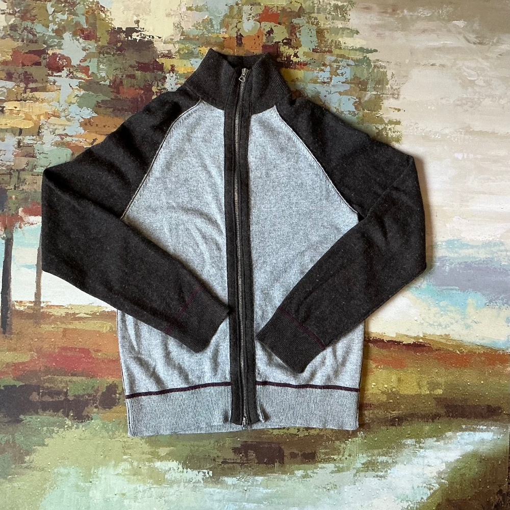 GAP - Wool Blend Colour Block Zip Cardigan Sweater.